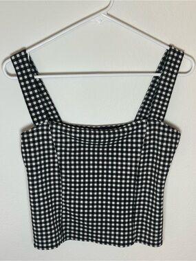 Divided Black & White Gingham Square-Neck Mini Dress